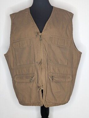Urban Equipment Brown Tactical Utility Multi Pocket Zip Up Vest Men's Size XL